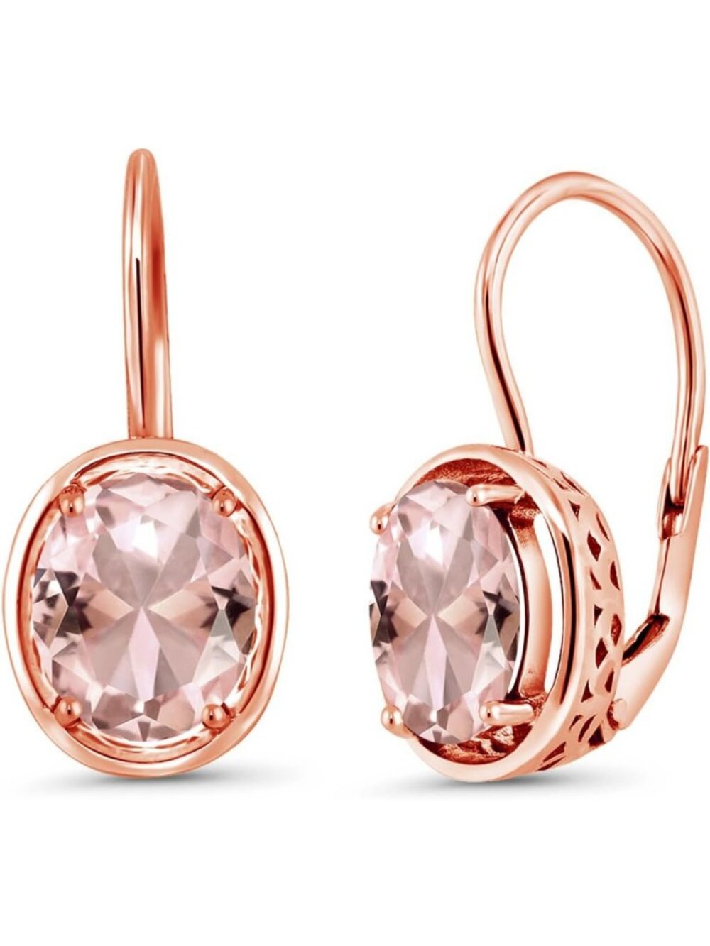 Elegant 18K Rose Gold Plated Peach Nano Morganite Gemstone Earrings